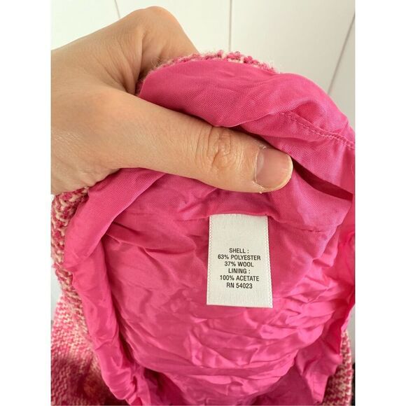 Banana Republic Tweed Wool Mini Skirt Size 12 Parrot Pink - Picture 8 of 9